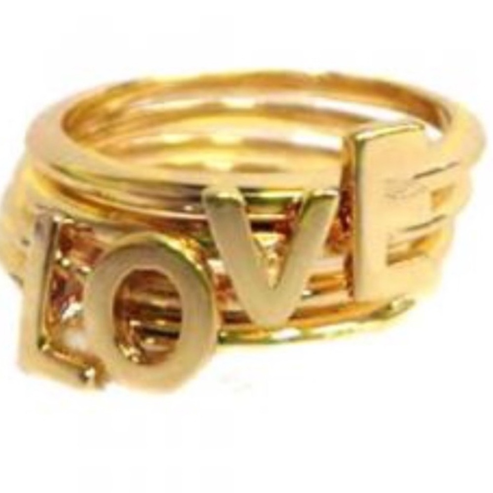 L-O-V-E Set of Stackable Rings sz7 or 8, NWT